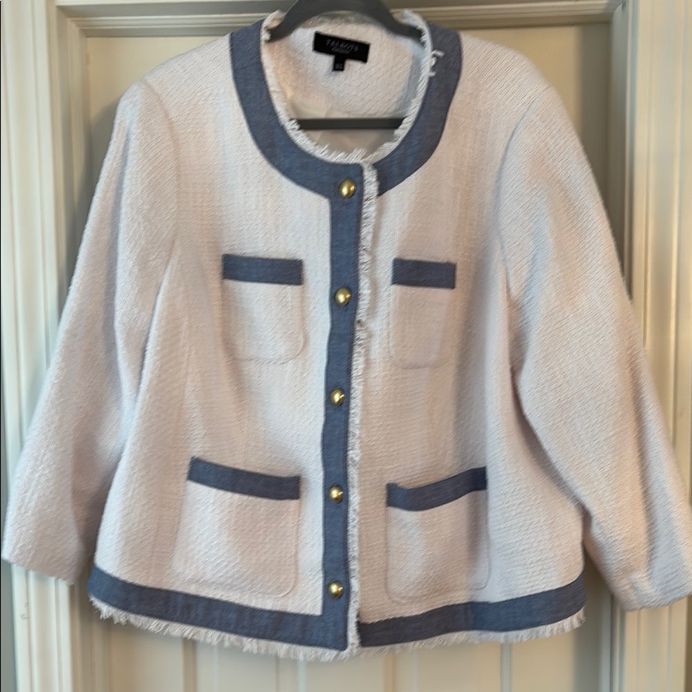 Talbots Women's White and Gray Jacket